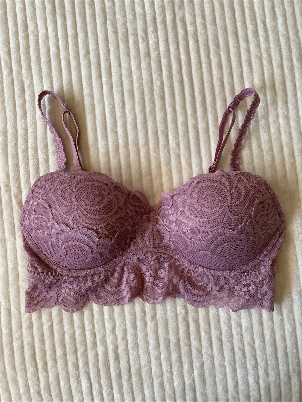 🌸 Victoria’s Secret PINK Lace Pushup Bra Mauve small